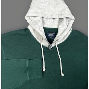 VTG Abercrombie & Fitch Zip Mock Neck Hoodie Men XS Green Y2K